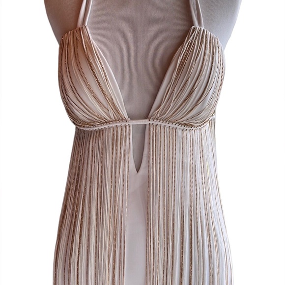 ‼️🔥 Bebe White & Gold Mini Dress 👗 - Picture 4 of 7